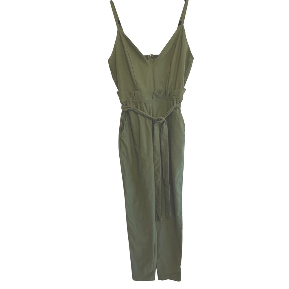Windsor Olive Green Jumpsuit Women's Size M Paperbag Waist‎ Sweetheart Nek